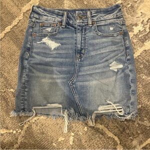 Distressed Denim Mini Skirt